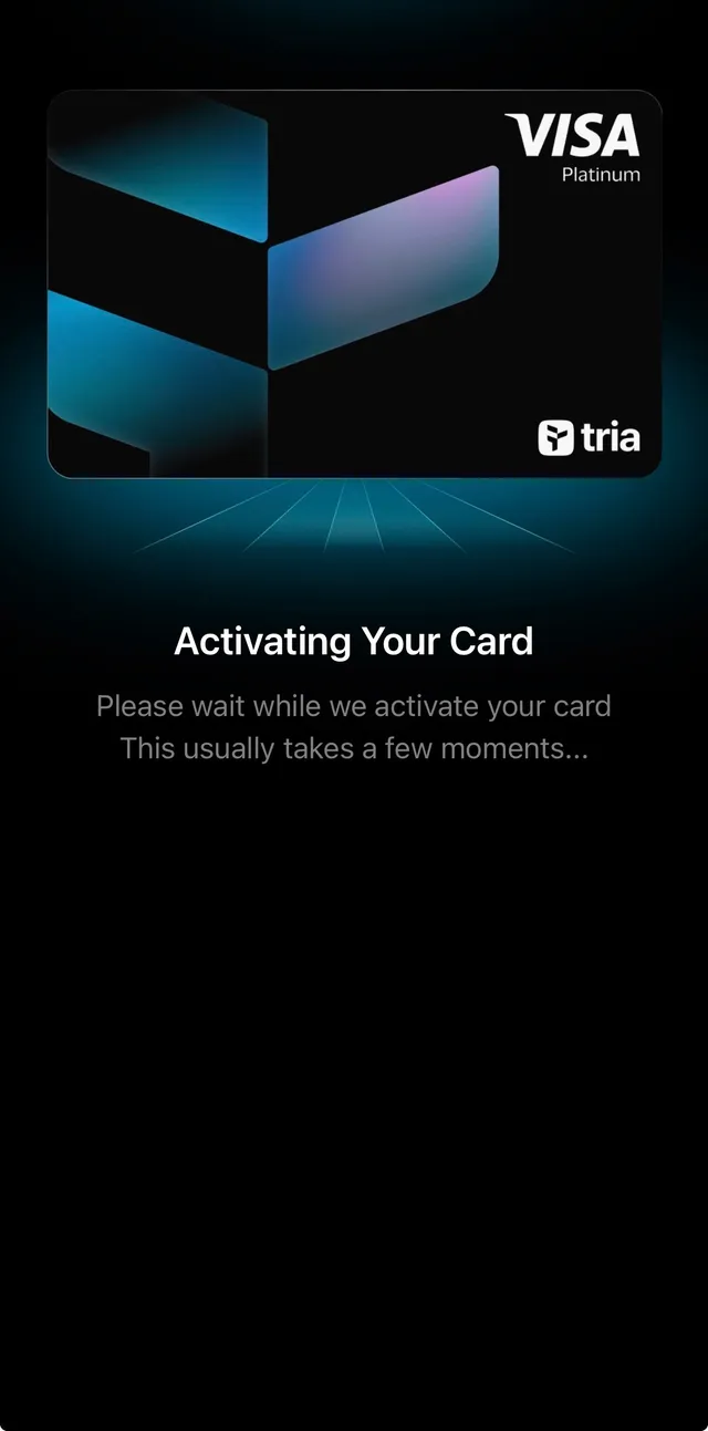 Tria Virtual Card 開卡中的畫面