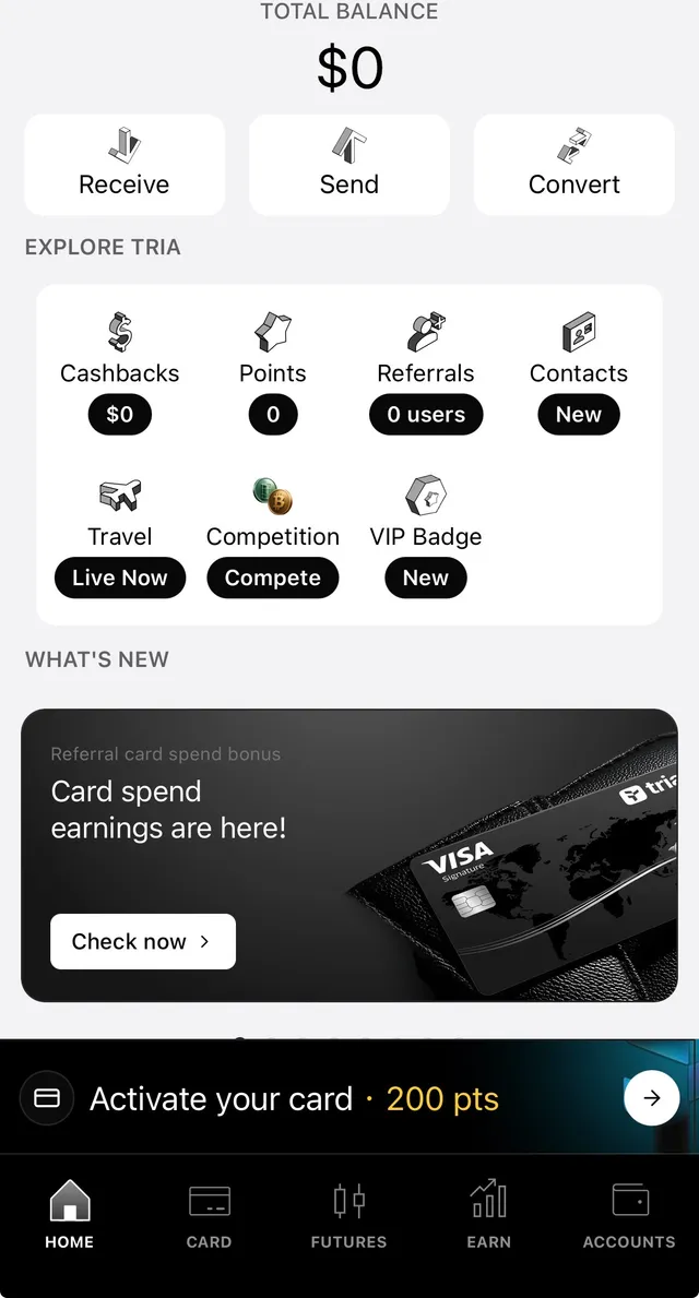 Tria 開卡完成後的 App 首頁