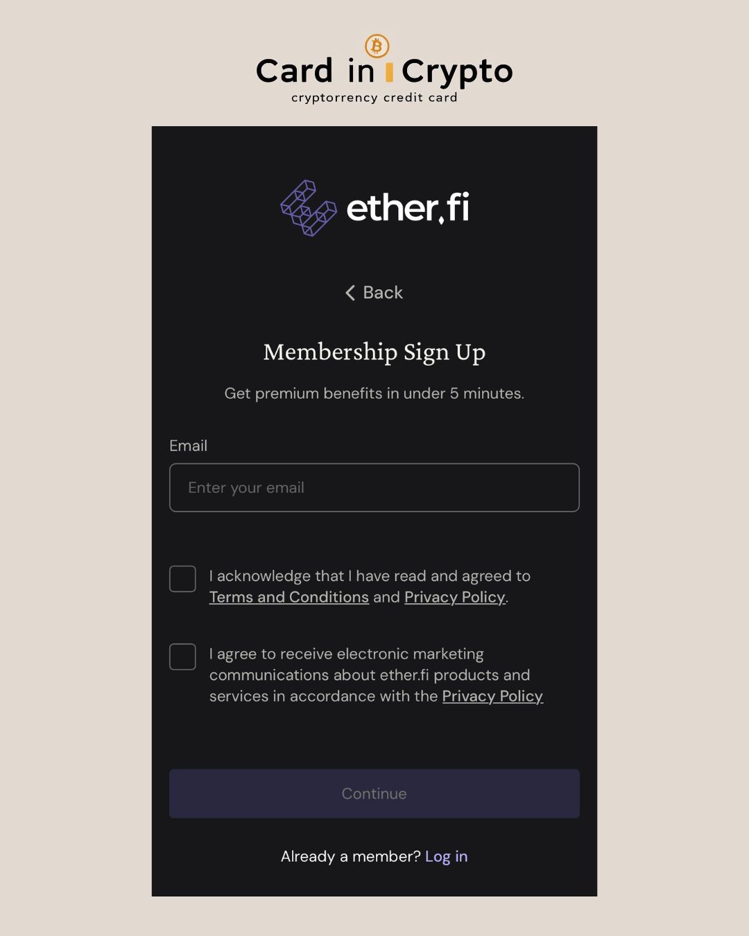 使用 Email 註冊 ether.fi