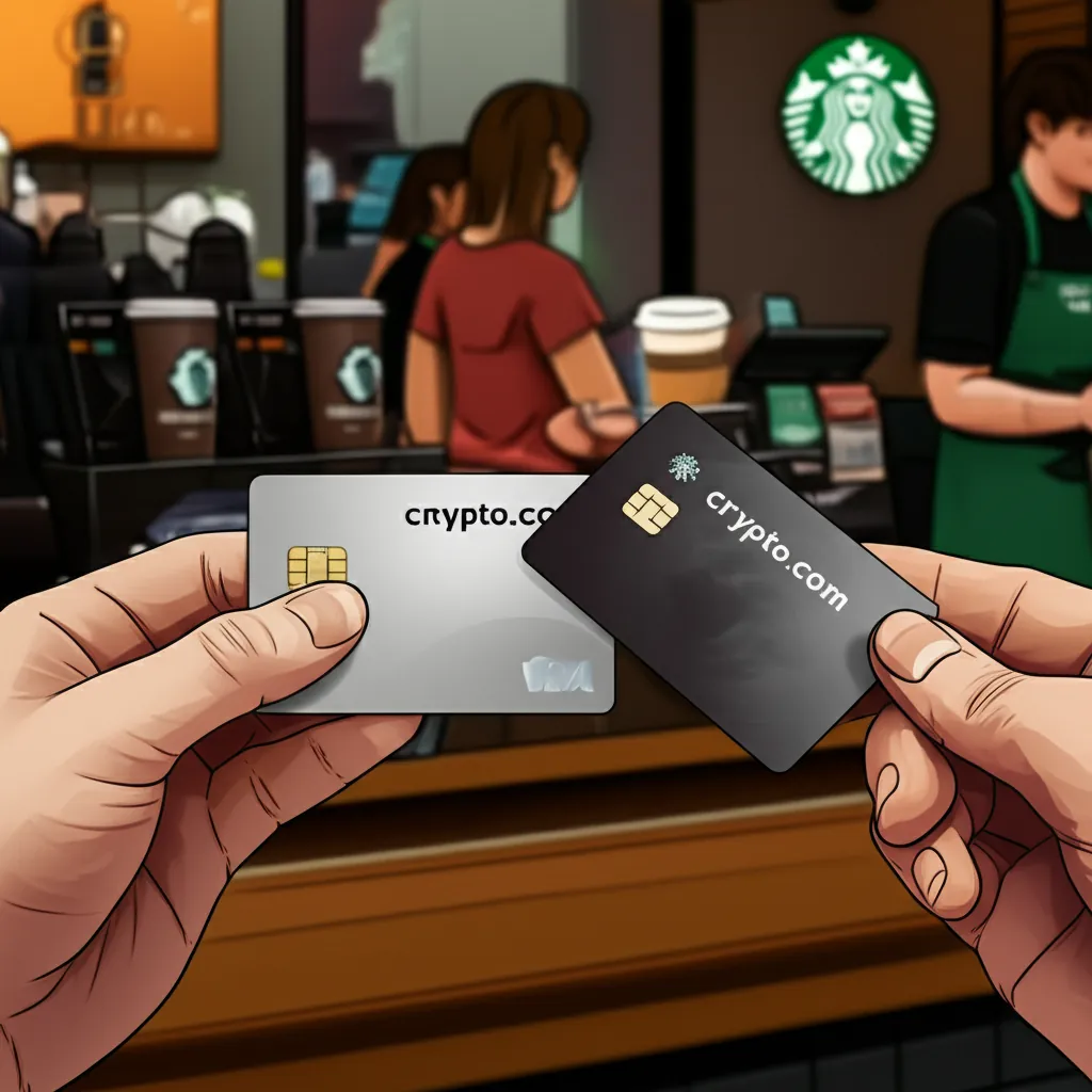Person using Crypto.com Visa card at a coffee shop