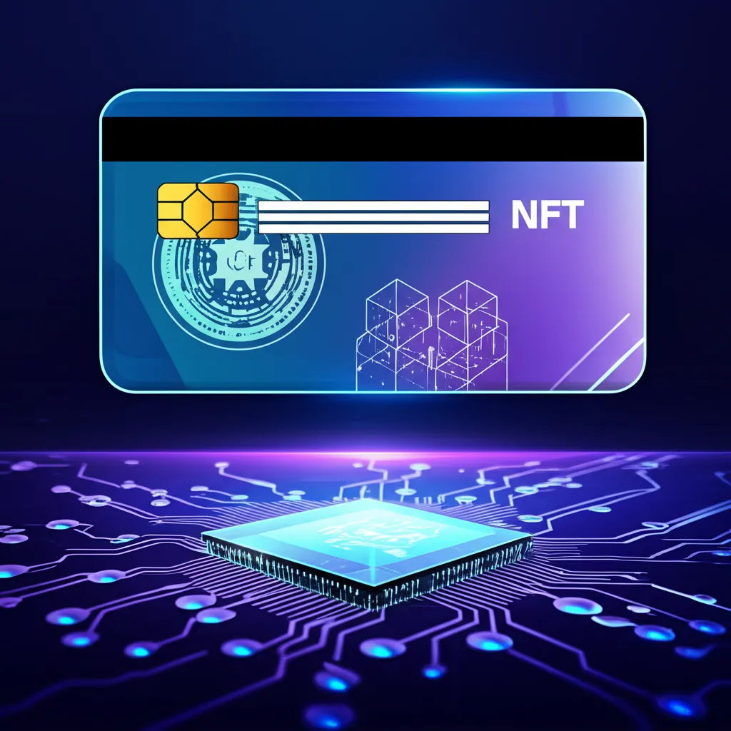 NFT 信用卡支付崛起插圖，展示數位資產與科技背景