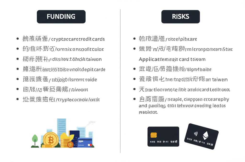 加密簽帳卡與信用卡比較圖表，聚焦台灣用戶在資金來源、風險與申請流程的差異