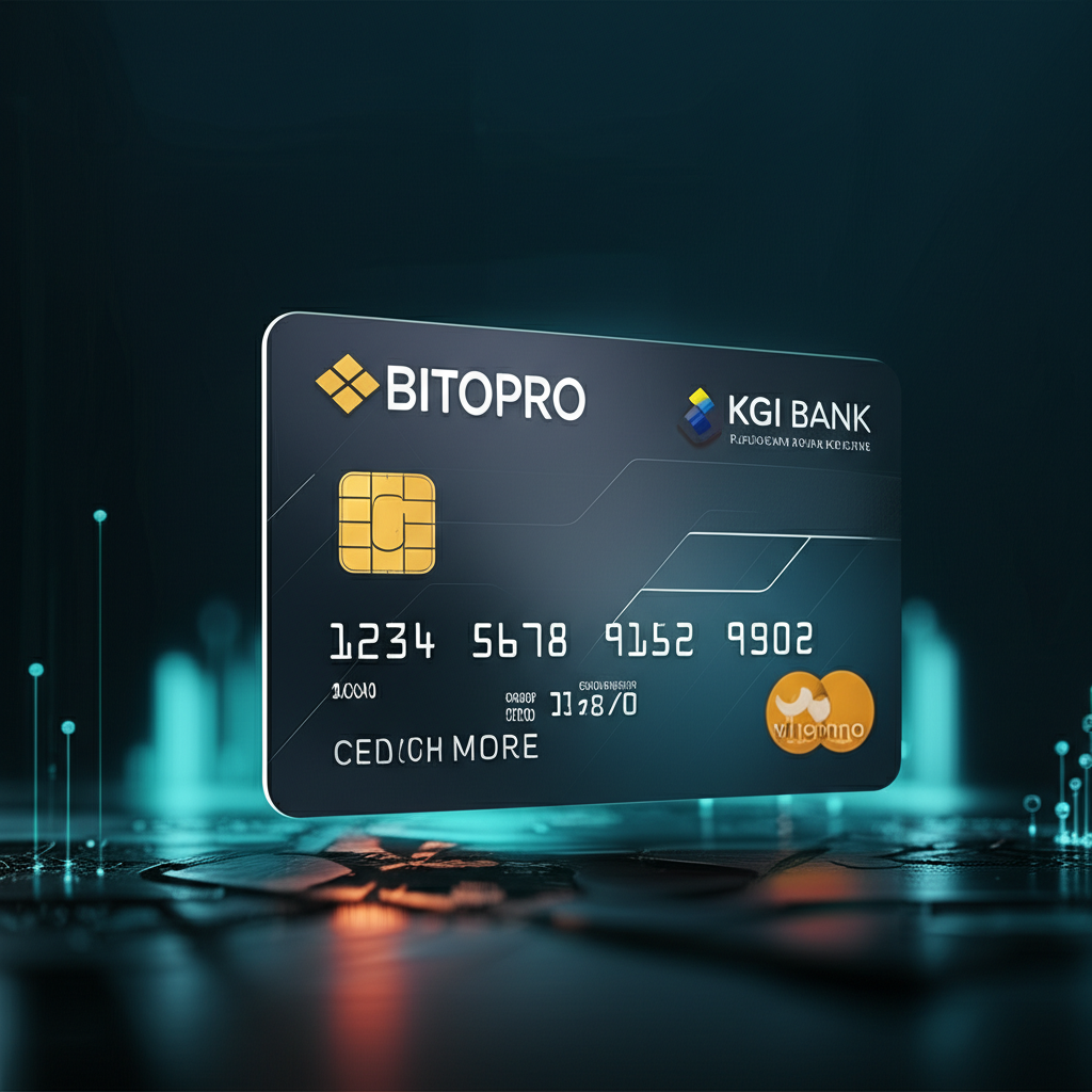 凱基幣享卡數位貨幣信用卡設計，展現BitoPro與凱基銀行標誌在未來金融背景中