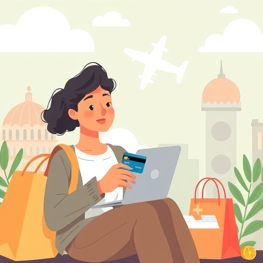 一個人快樂地使用多幣信用卡進行線上購物和國際旅行，節省外幣交易和匯率費用