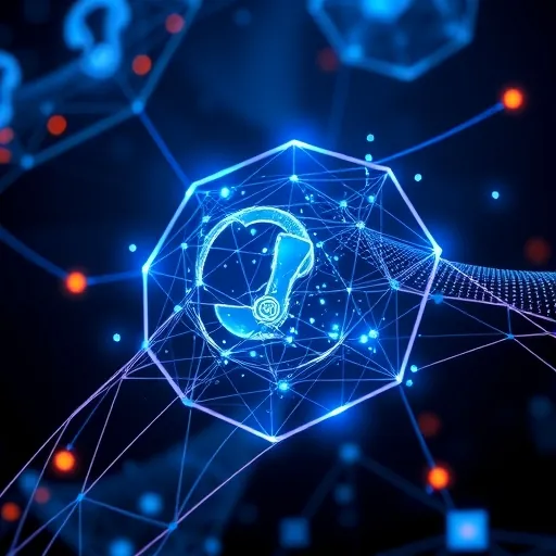 digital artwork on blockchain technology intertwining with financial networks representing secure data transfer and innovation in a sleek futuristic aesthetic