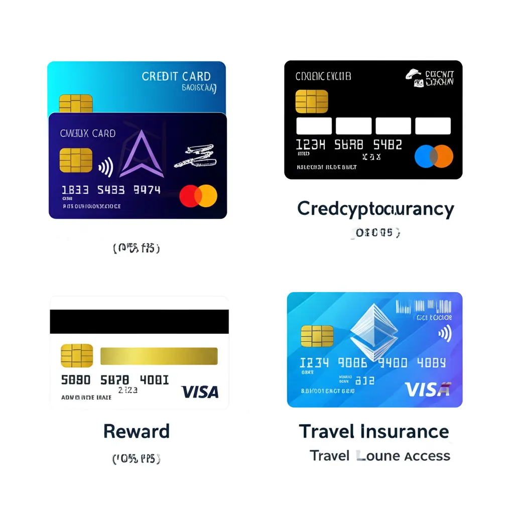 An illustration of different types of cryptocurrency credit cards displayed with their unique features and advantages